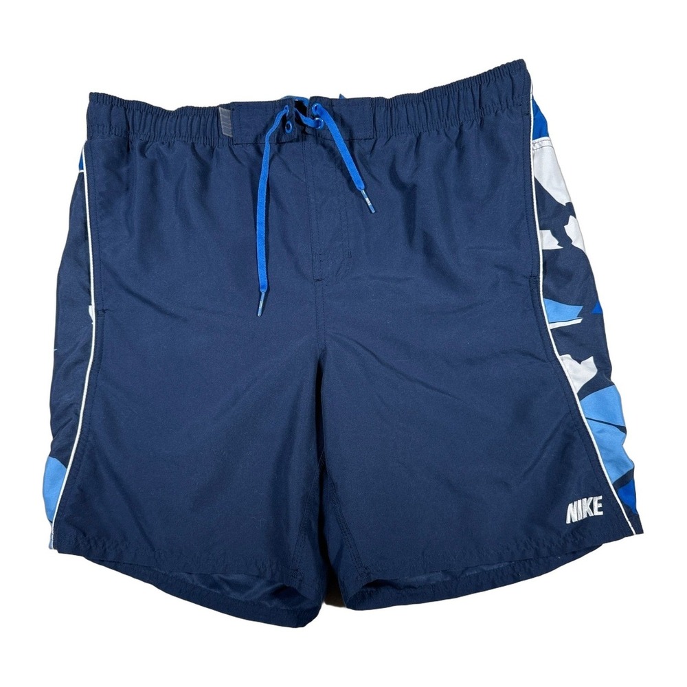 Nike Swim Men's Navy Blue Athletic Board Shorts Size Large‎ Microfiber